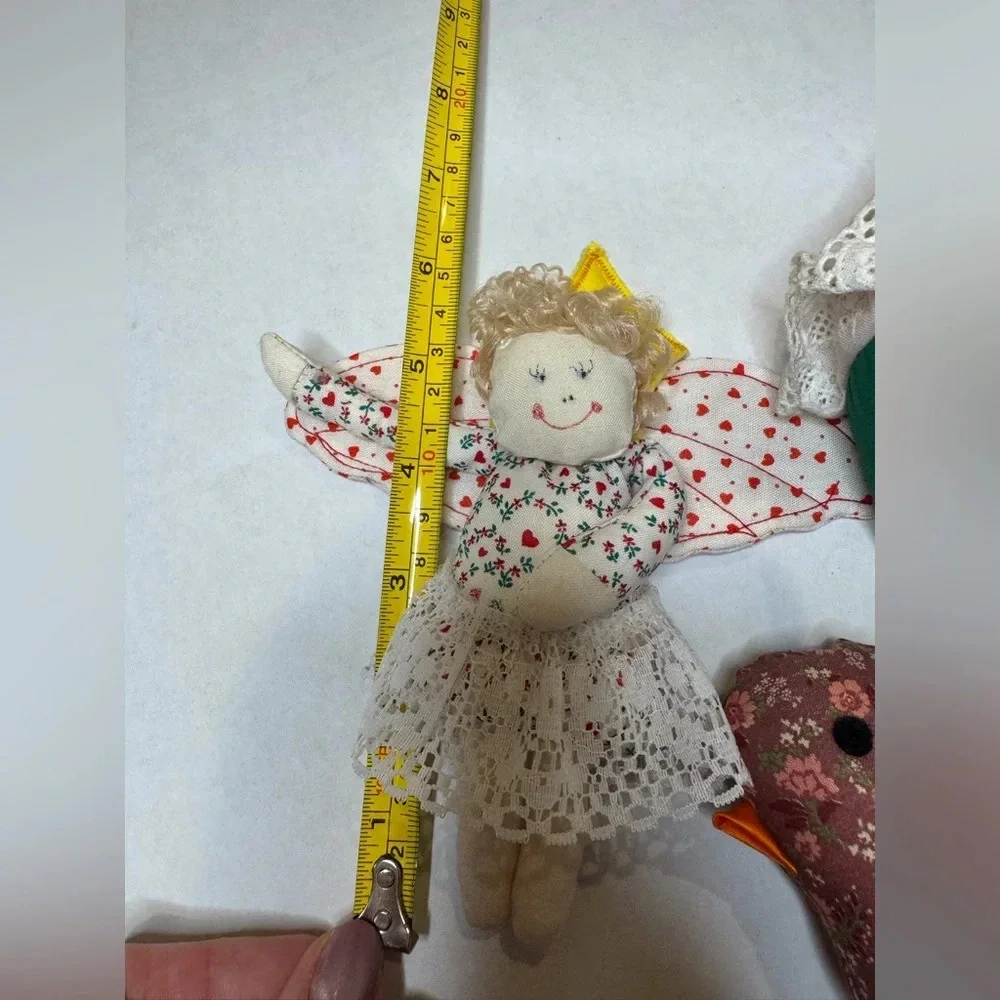 Vintage Hand-made CHRISTMAS Soft Sculpture Ornaments Lot‎ of 3